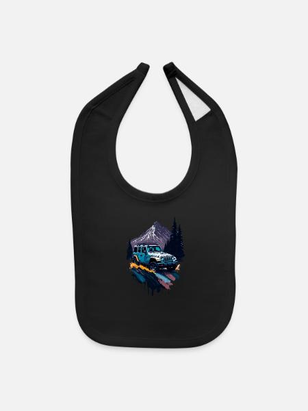 4x4 offroad vehicle - Baby Bib - black - Front