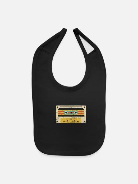 Retro vintage cassette - Baby Bib - black - Front