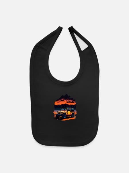 illustration 4x4 offroad vehicle - Baby Bib - black - Front