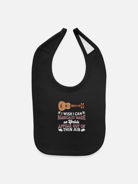 Uke Ukulele Guitar - Baby Bib - black - Front