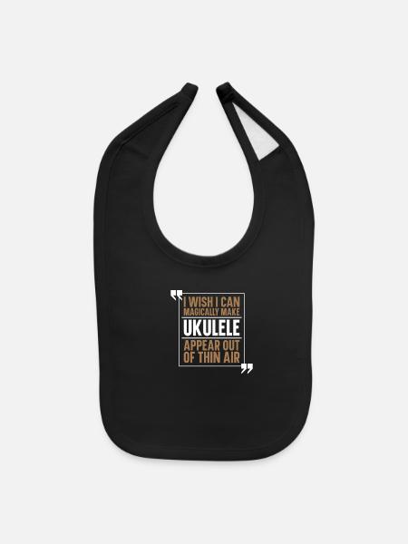 Uke Ukulele Guitar - Baby Bib - black - Front