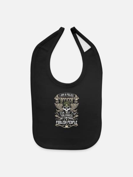 Cop Sheriff Handcuffs Inspector - Baby Bib - black - Front