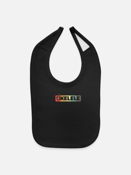 Ukulele Uke Cool - Baby Bib - black - Front