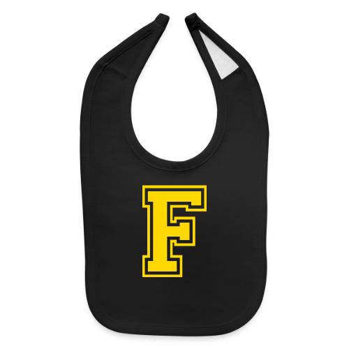 Letter F – Capital Athletic Alphabet Monogram - Baby Bib