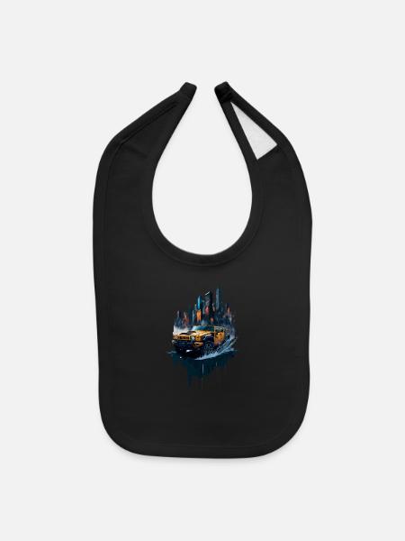 Illustration 4x4 offroad vehicle Hummer - Baby Bib - black - Front