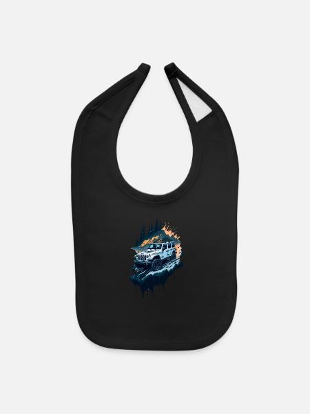 4x4 offroad vehicle - Baby Bib - black - Front