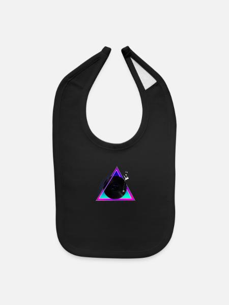 Love Vinyl Record 80s Retro Pop-Art - Neon Beats - Baby Bib - black - Front