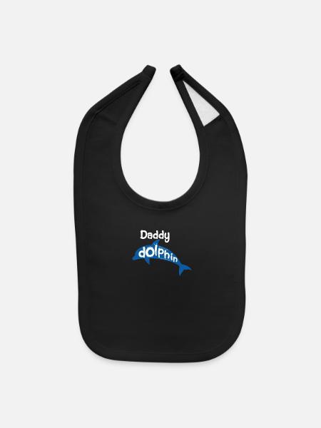 Daddy Dolphin - Baby Bib - black - Front