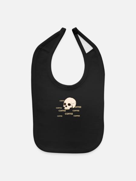 Coffee Coffee Coffee Coffee Coffee Skull - Baby Bib - black - Front