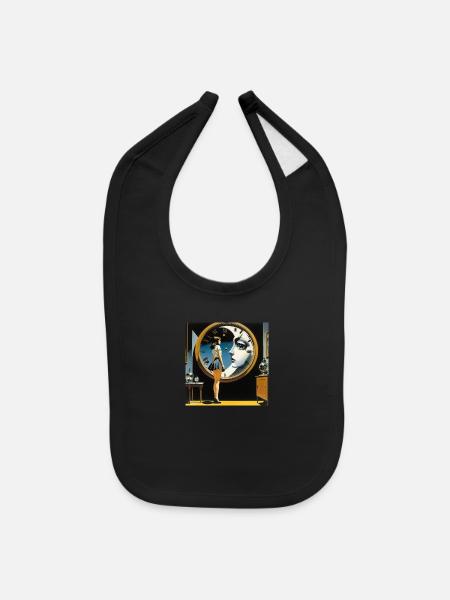 Girl moon clock - Baby Bib - black - Front