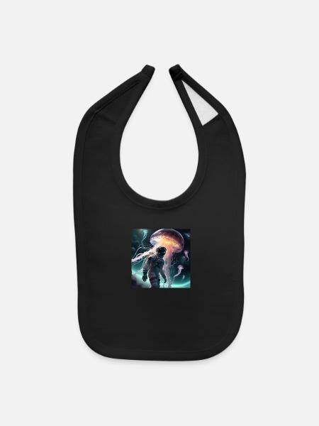 Stella Oceanus Discovering Space Jellyfish - Baby Bib - black - Front