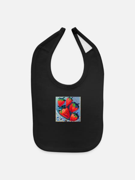 Modern strawberries - Baby Bib - black - Front