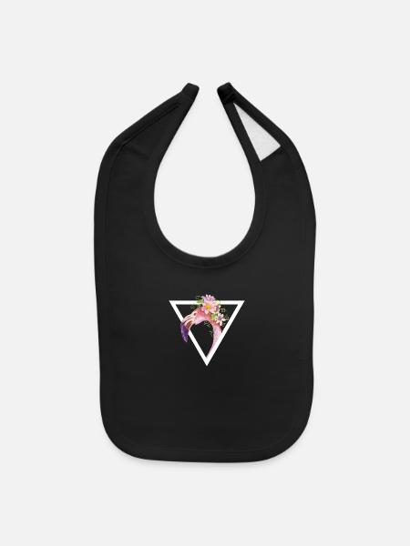 Flamingo Watercolor Triangle - Baby Bib - black - Front