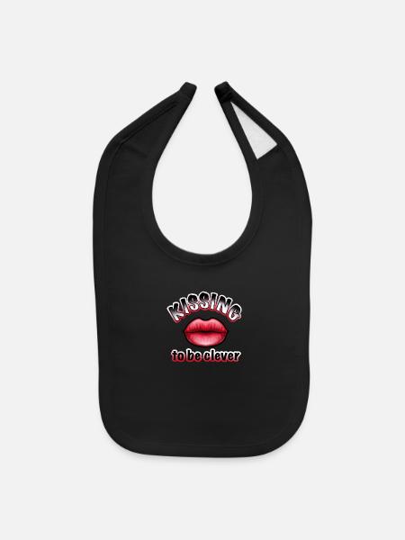 Kissing To Be Clever - Baby Bib - black - Front