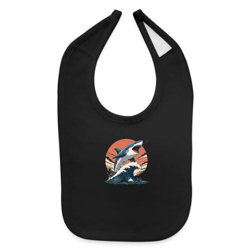 Fierce Shark Breaking Through Waves - Baby Bib