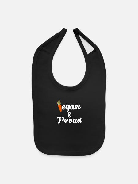 Vegan & Proud - Baby Bib - black - Front