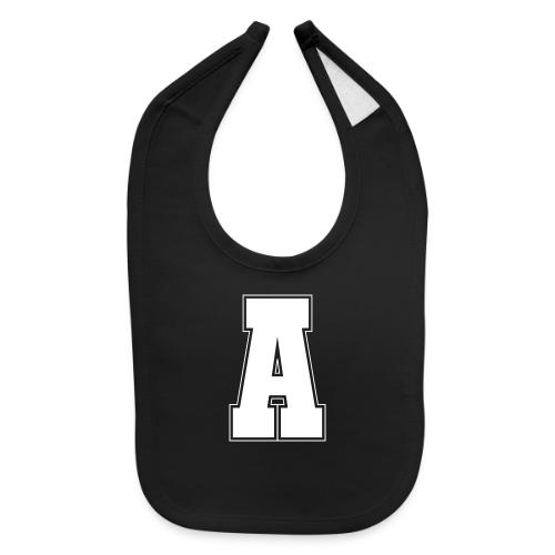 White Letter A – Varsity Alphabet Monogram - Baby Bib