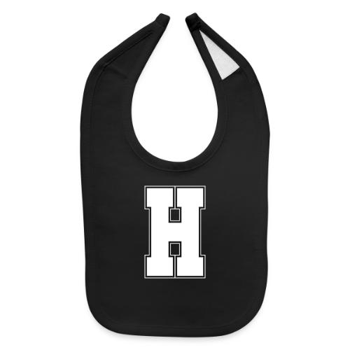 White Letter H – Varsity Alphabet Monogram - Baby Bib