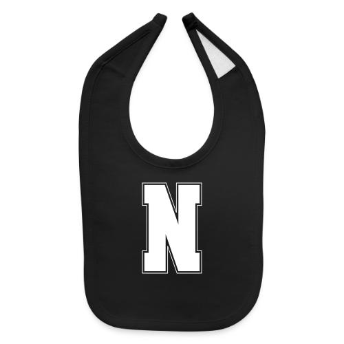 White Letter N – Varsity Alphabet Monogram - Baby Bib