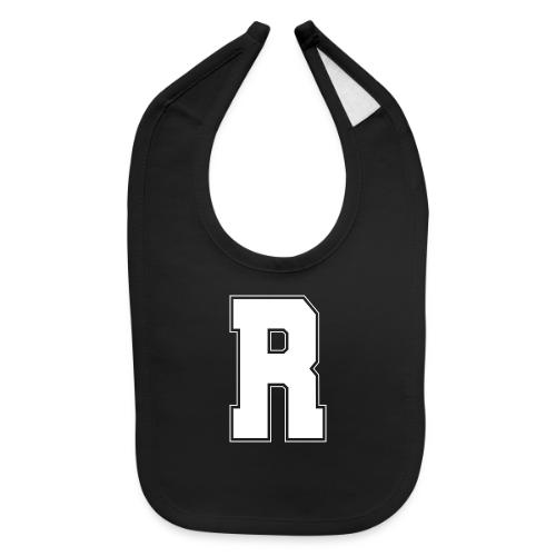 White Letter R – Varsity Alphabet Monogram - Baby Bib