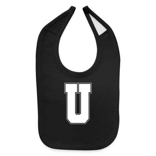 White Letter U – Varsity Alphabet Monogram - Baby Bib