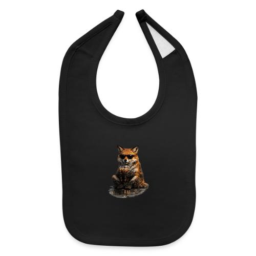 Cool Red Fox Wearing Sunglasses Drinking Coffee - Baby Bib