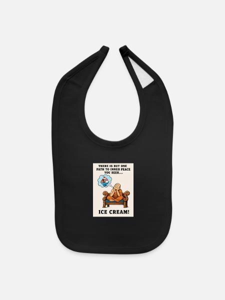 Funny Ice Cream Inner Peace Humor Shirt - Baby Bib - black - Front