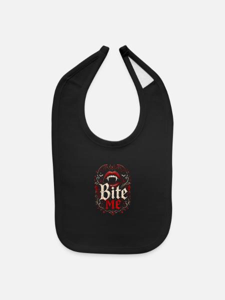 Bite Me Tshirt - Baby Bib - black - Front