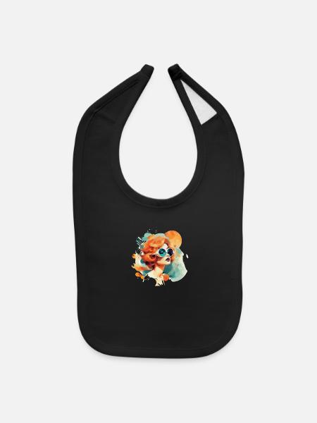 Retro Diva: Woman with retro sunglasses - Baby Bib - black - Front