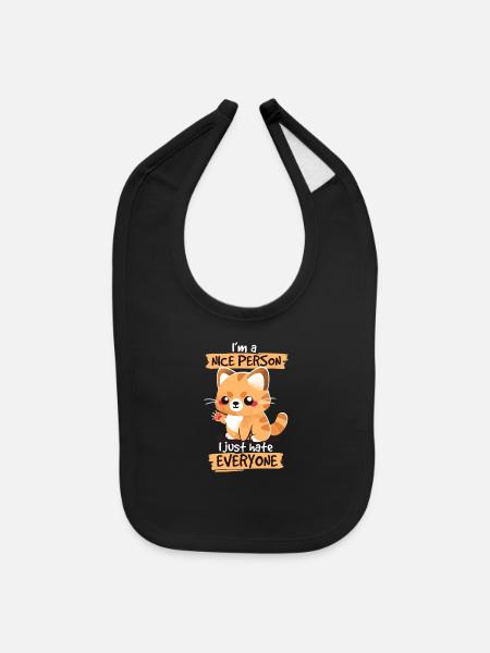 Cat not a people person - Baby Bib - black - Front