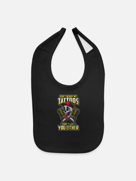 Tattoos Tattoos Rockabilly Engraved - Baby Bib - black - Front
