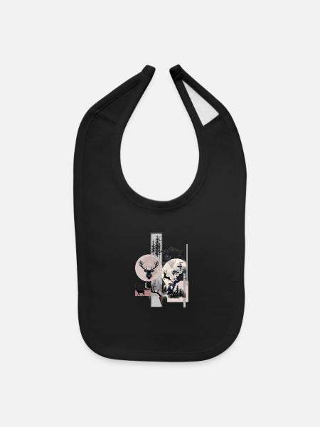 Moonlit Forest Stag Silhouette - Baby Bib - black - Front