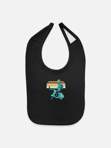 vintage scooter stunt - Baby Bib - black - Front