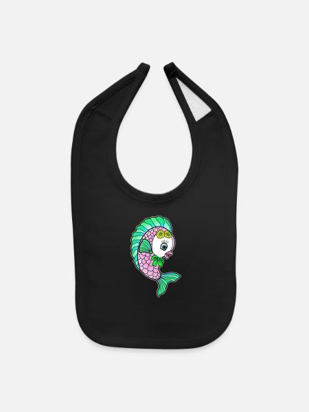 Kitschy Pink Fish - Baby Bib - black