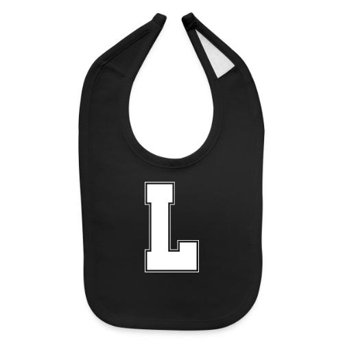 White Letter L – Varsity Alphabet Monogram - Baby Bib