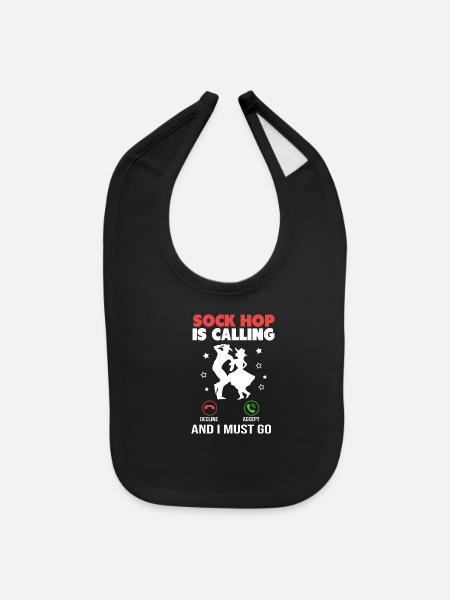 Funny Rockabilly Dance Quote 1950s Sock Hop - Baby Bib - black - Front