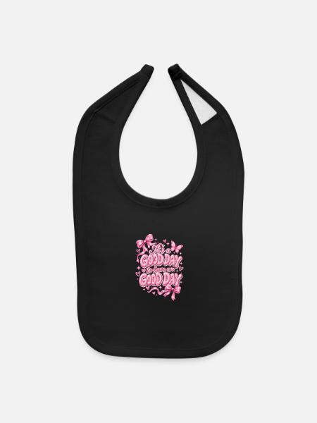 C’est une bonne journée 🎀 | Conception d’arc rose Y2K - Bavette pour bébé - noir - Devant