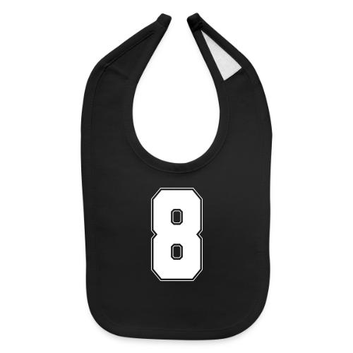 White Number 8 – Varsity Font - Baby Bib