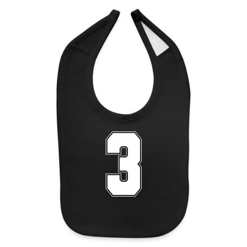White Number 3 – Varsity Font - Baby Bib