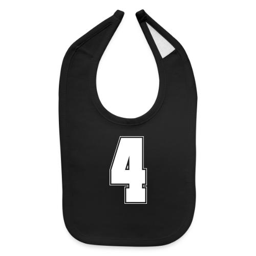 White Number 4 – Varsity Font - Baby Bib