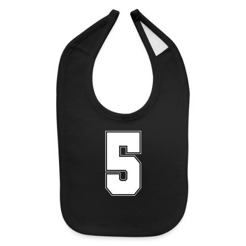 White Number 5 – Varsity Font - Baby Bib