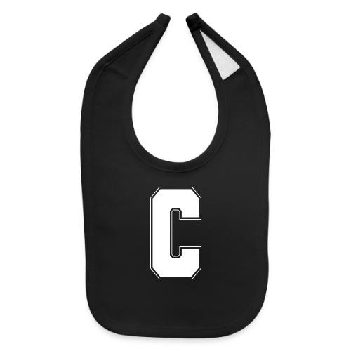 White Letter C – Varsity Alphabet Monogram - Baby Bib