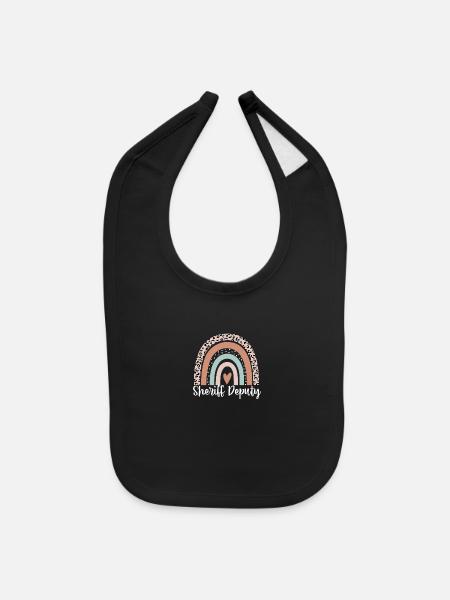 Sheriff Deputy Rainbow Leopard Funny Sheriff - Baby Bib - black - Front