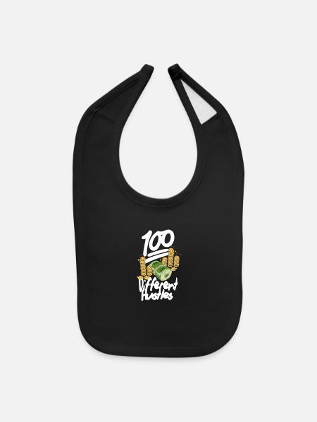 100 Wealth Hustle Aesthetic - Baby Bib - black - Front