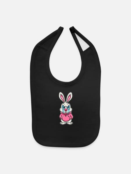 SAD BUNNY - Baby Bib - black - Front