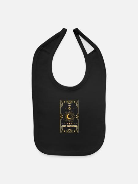 The Dreamer Celestial Tarot Card Gold Art - Baby Bib - black - Front