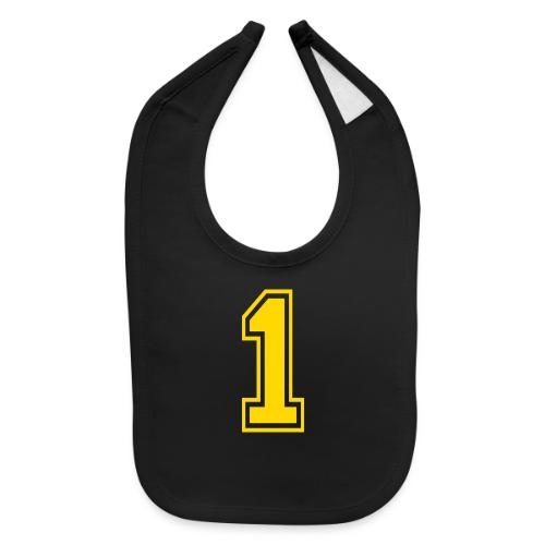 Number 1 in a classic athletic collegiate font - Baby Bib