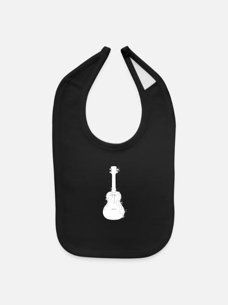 Ukulele Drawing - Baby Bib - black - Front