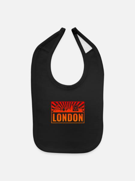 London uk Skyline - Baby Bib - black - Front
