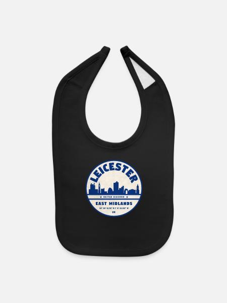 Leicester Uk - Baby Bib - black - Front